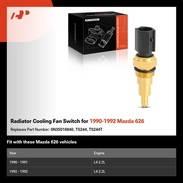Radiator Cooling Fan Switch for 1990-1992 Mazda 626