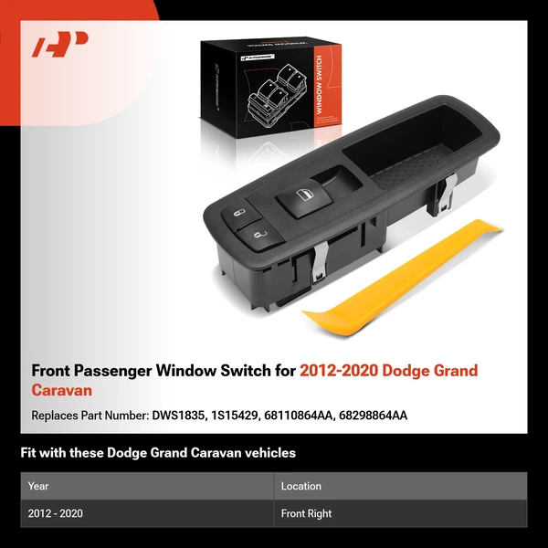 Front Passenger Window Switch for 2012-2020 Dodge Grand Caravan