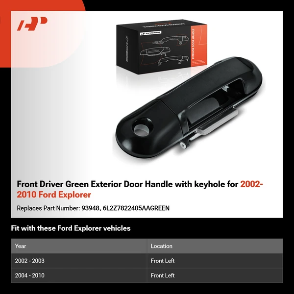 Front Driver Green Exterior Door Handle with keyhole for 2002-2010 Ford Explorer