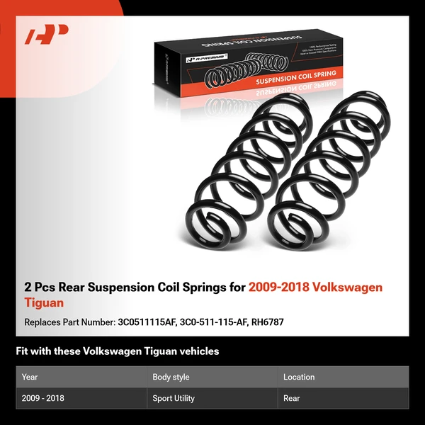 2 Pcs Rear Suspension Coil Springs for 2009-2018 Volkswagen Tiguan
