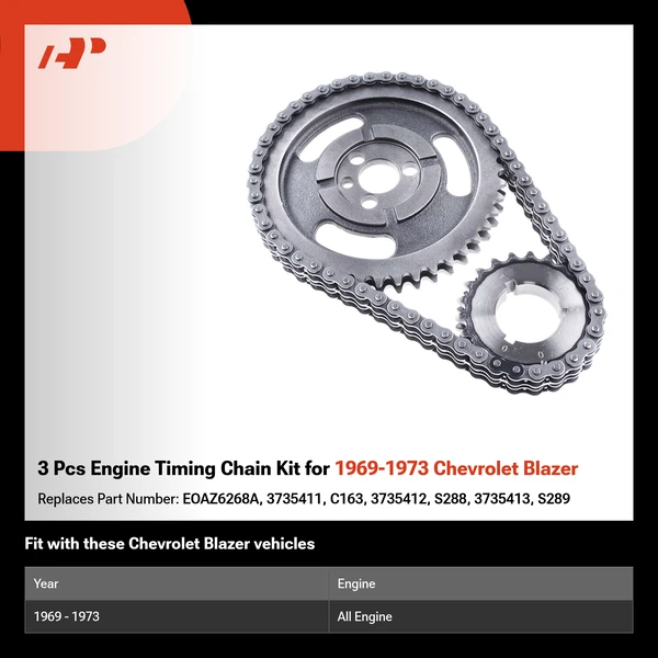 3 Pcs Engine Timing Chain Kit for 1969-1973 Chevrolet Blazer