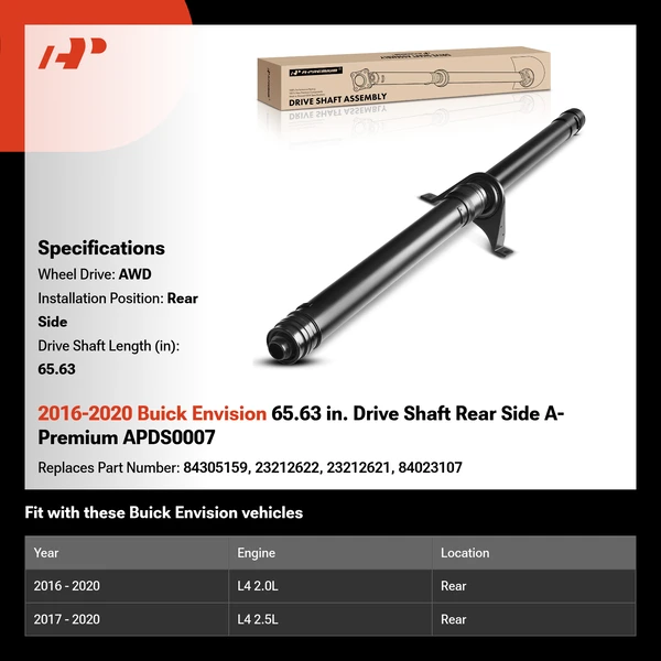2016-2020 Buick Envision 65.63 in. Drive Shaft Rear Side A-Premium APDS0007