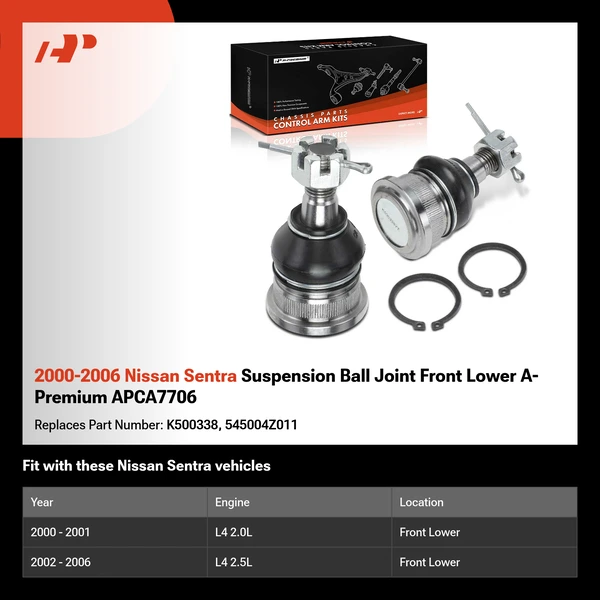 2000-2006 Nissan Sentra Suspension Ball Joint Front Lower A-Premium APCA7706
