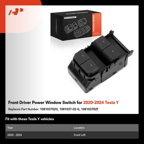 Front Driver Power Window Switch for 2020-2024 Tesla Y