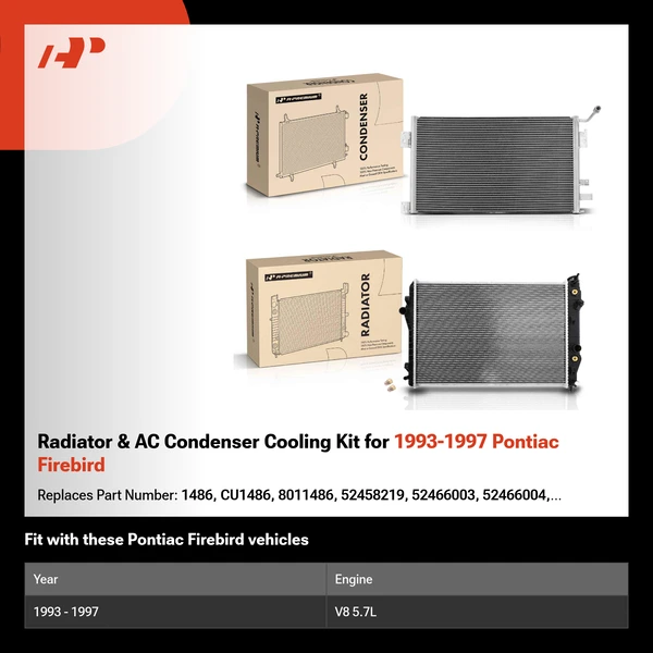 Radiator & AC Condenser Cooling Kit for 1993-1997 Pontiac Firebird