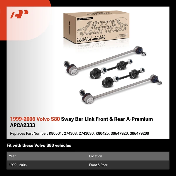 1999-2006 Volvo S80 Sway Bar Link Front & Rear A-Premium APCA2333
