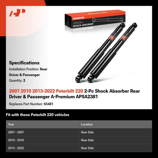 2007 2010 2013-2022 Peterbilt 220 2-Pc Shock Absorber Rear Driver & Passenger A-Premium APSA2381