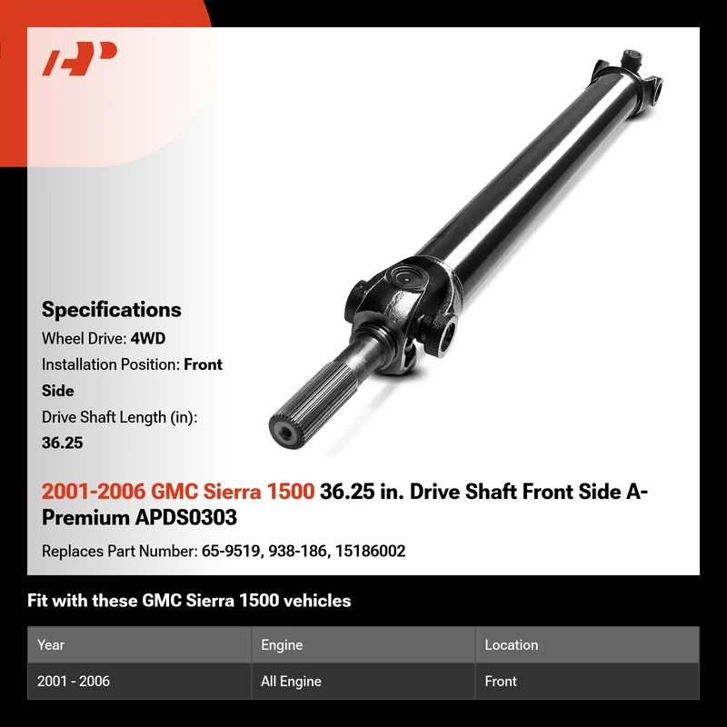 2001-2006 GMC Sierra 1500 36.25 in. Drive Shaft Front Side A-Premium APDS0303