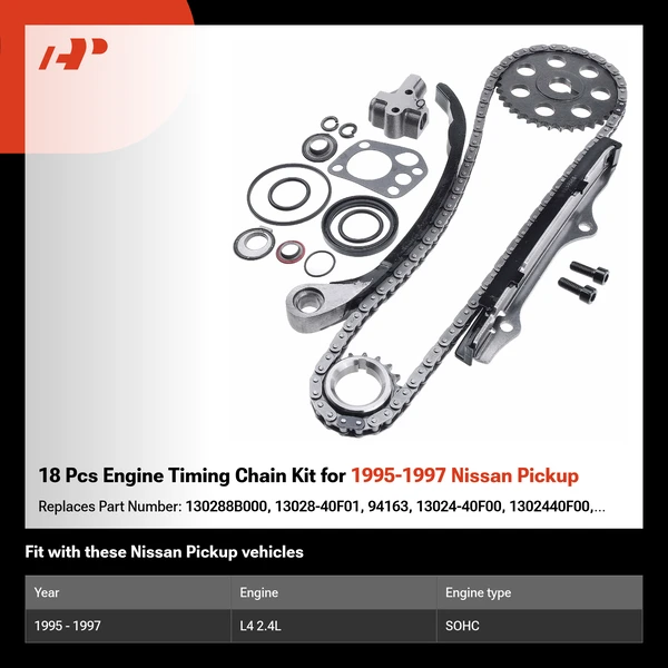 18 Pcs Engine Timing Chain Kit for 1995-1997 Nissan Pickup