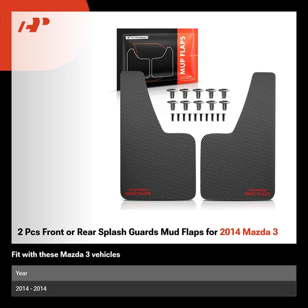 2 Pcs Front or Rear Splash Guards Mud Flaps for 2014 Mazda 3