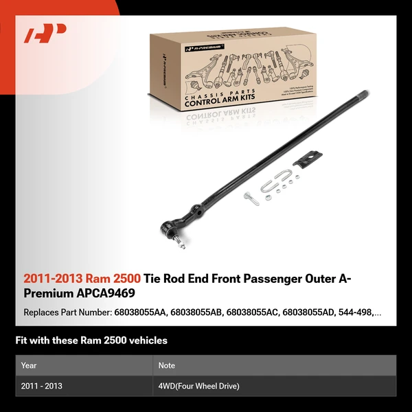 2011-2013 Ram 2500 Tie Rod End Front Passenger Outer A-Premium APCA9469