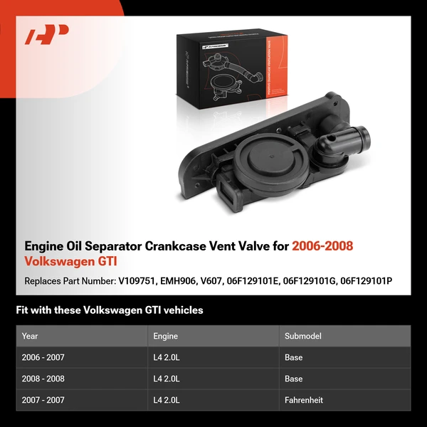 Engine Oil Separator Crankcase Vent Valve for 2006-2008 Volkswagen GTI