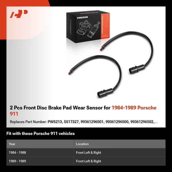 2 Pcs Front Disc Brake Pad Wear Sensor for 1984-1989 Porsche 911