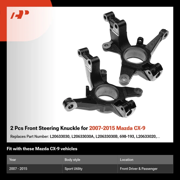 2 Pcs Front Steering Knuckle for 2007-2015 Mazda CX-9