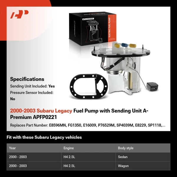 2000-2003 Subaru Legacy Fuel Pump with Sending Unit A-Premium APFP0221