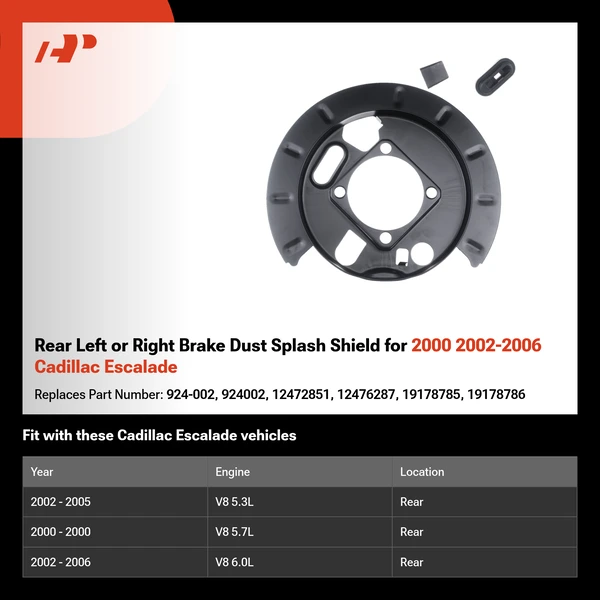 Rear Left or Right Brake Dust Splash Shield for 2000 2002-2006 Cadillac Escalade