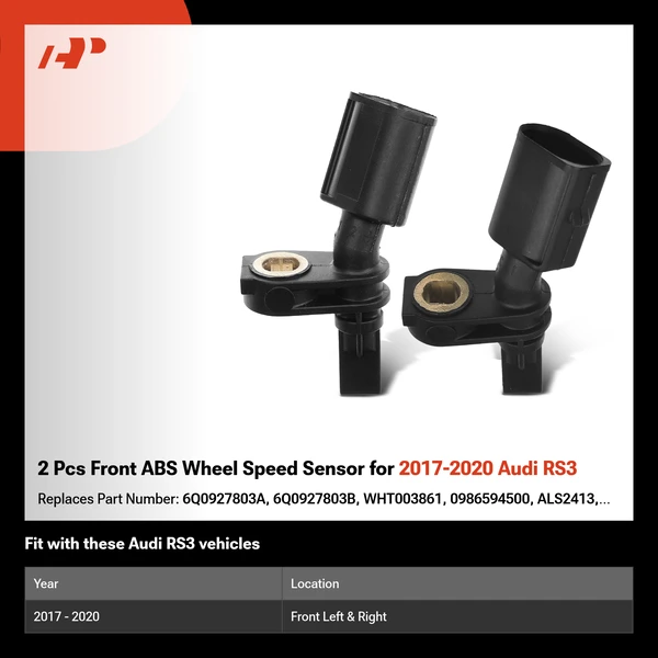 2 Pcs Front ABS Wheel Speed Sensor for 2017-2020 Audi RS3