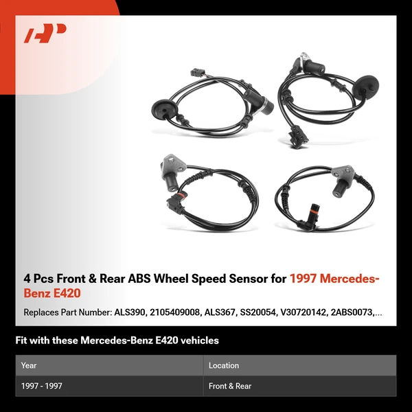 4 Pcs Front & Rear ABS Wheel Speed Sensor for 1997 Mercedes-Benz E420