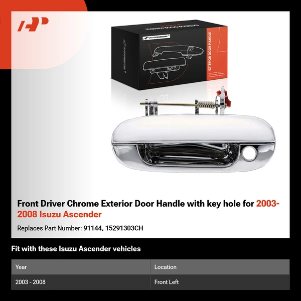 Front Driver Chrome Exterior Door Handle with key hole for 2003-2008 Isuzu Ascender