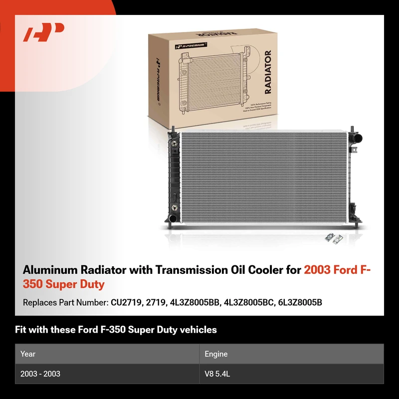 Aluminum Radiator with Transmission Oil Cooler for 2003 Ford F-350 Super Duty
