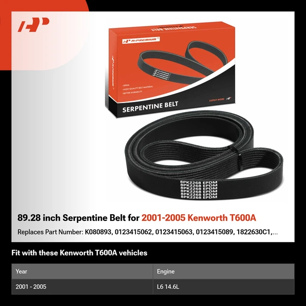 89.28 inch Serpentine Belt for 2001-2005 Kenworth T600A