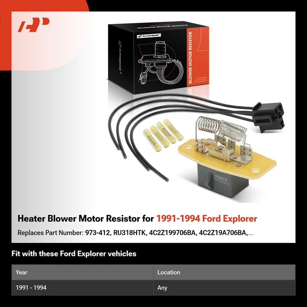 Heater Blower Motor Resistor for 1991-1994 Ford Explorer