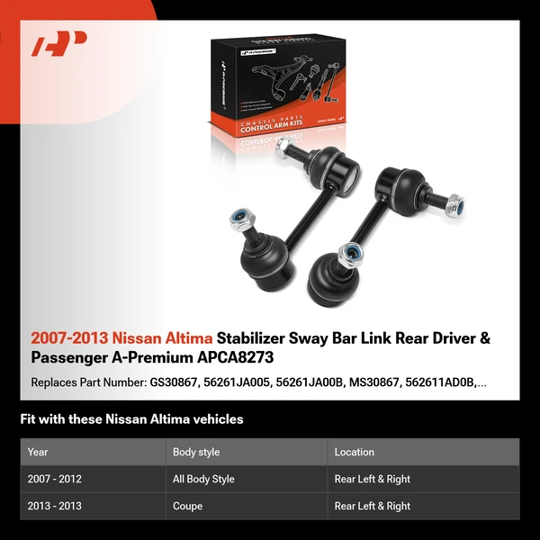 2007-2013 Nissan Altima Stabilizer Sway Bar Link Rear Driver & Passenger A-Premium APCA8273