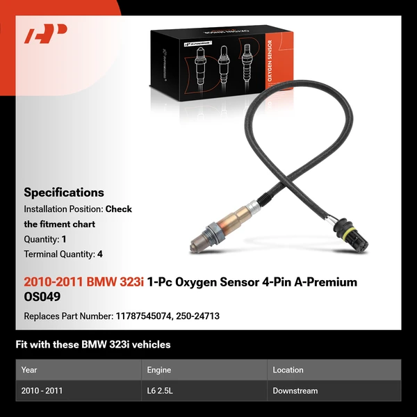2010-2011 BMW 323i 1-Pc Oxygen Sensor 4-Pin A-Premium OS049