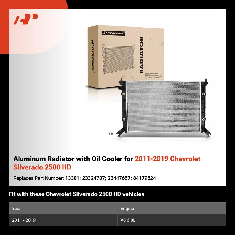 Aluminum Radiator with Oil Cooler for 2011-2019 Chevrolet Silverado 2500 HD