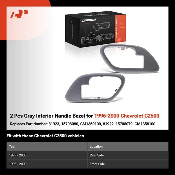 2 Pcs Gray Interior Handle Bezel for 1996-2000 Chevrolet C2500