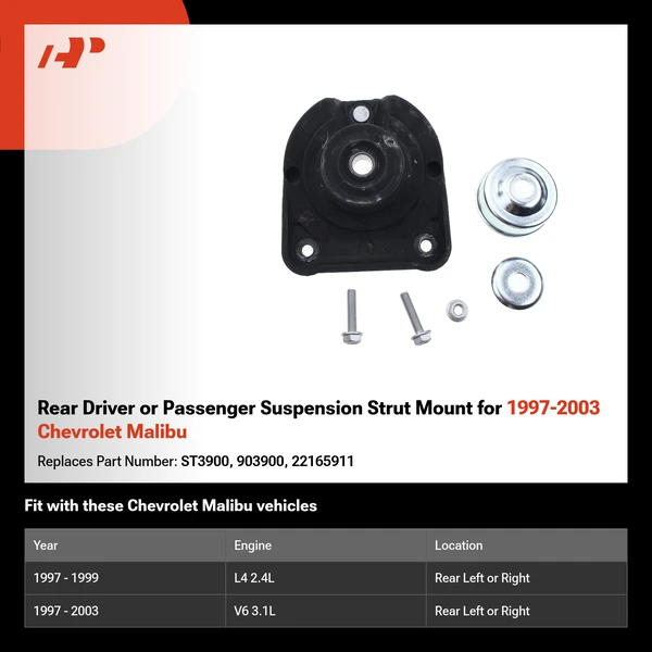 Rear Driver or Passenger Suspension Strut Mount for 1997-2003 Chevrolet Malibu