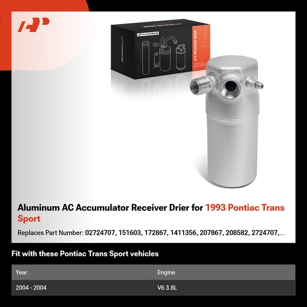 Aluminum AC Accumulator Receiver Drier for 1993 Pontiac Trans Sport