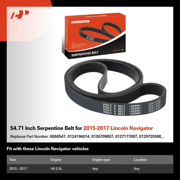 54.71 Inch Serpentine Belt for 2015-2017 Lincoln Navigator