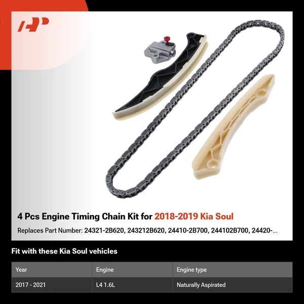 4 Pcs Engine Timing Chain Kit for 2018-2019 Kia Soul