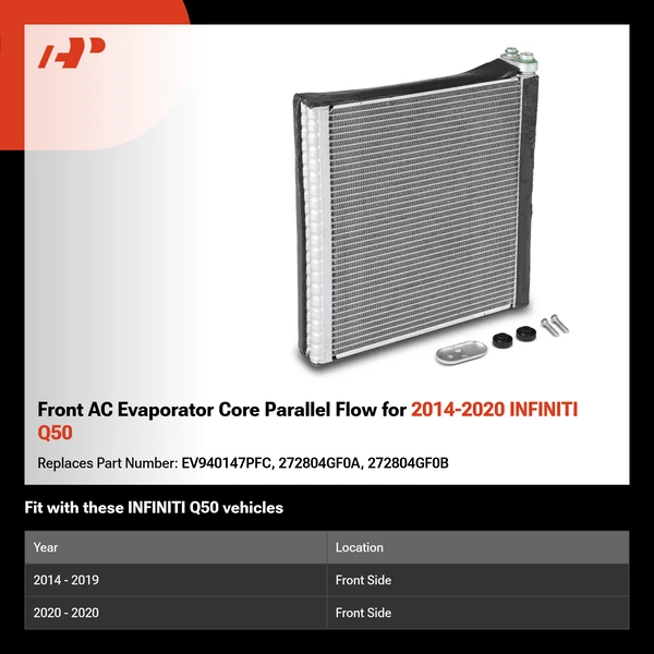 Front AC Evaporator Core Parallel Flow for 2014-2020 INFINITI Q50