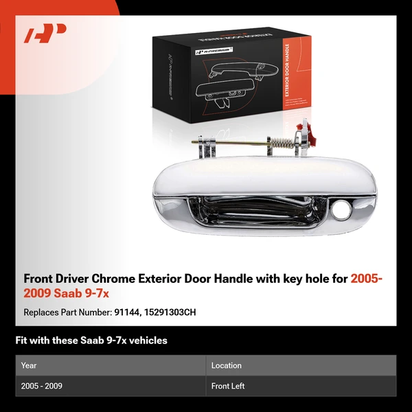 Front Driver Chrome Exterior Door Handle with key hole for 2005-2009 Saab 9-7x