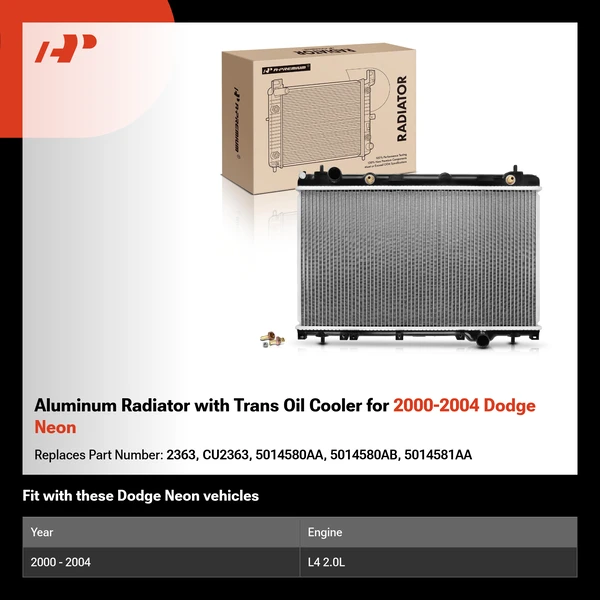 Aluminum Radiator with Trans Oil Cooler for 2000-2004 Dodge Neon