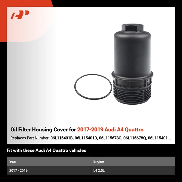 Oil Filter Housing Cover for 2017-2019 Audi A4 Quattro