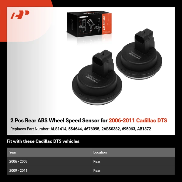 2 Pcs Rear ABS Wheel Speed Sensor for 2006-2011 Cadillac DTS
