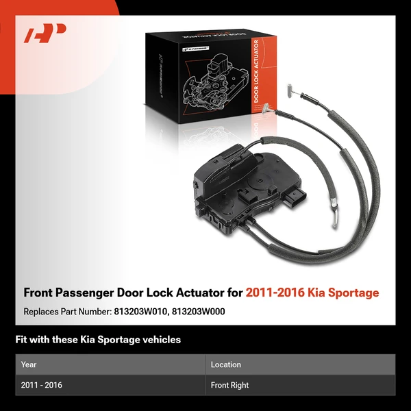 Front Passenger Door Lock Actuator for 2011-2016 Kia Sportage