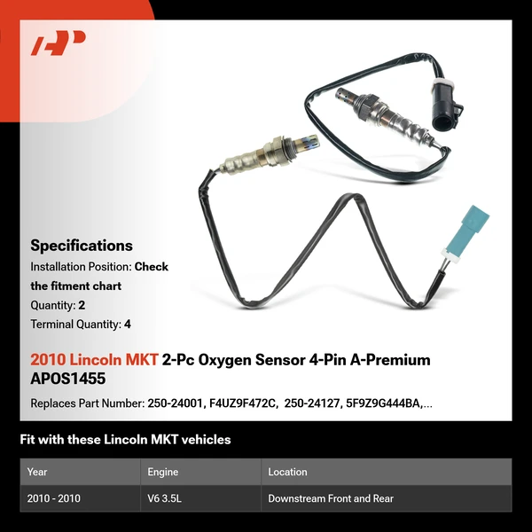 2010 Lincoln MKT 2-Pc Oxygen Sensor 4-Pin A-Premium APOS1455
