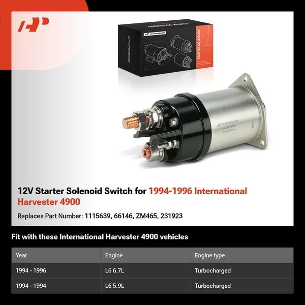 12V Starter Solenoid Switch for 1994-1996 International Harvester 4900