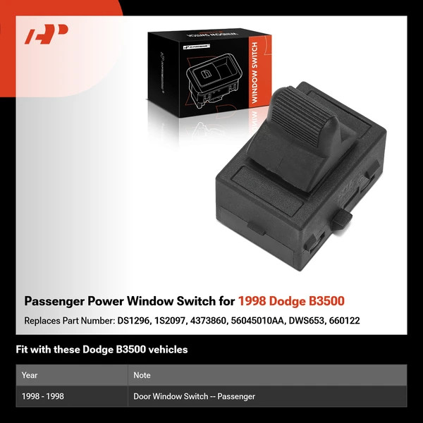 Passenger Power Window Switch for 1998 Dodge B3500
