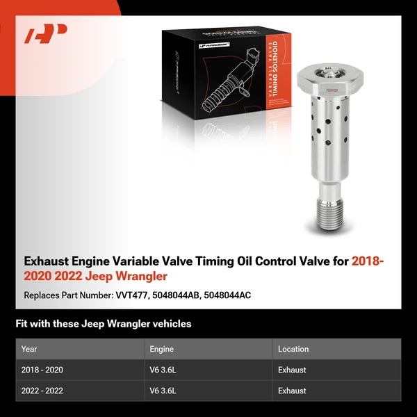 Exhaust Engine Variable Valve Timing Oil Control Valve for 2018-2020 2022 Jeep Wrangler