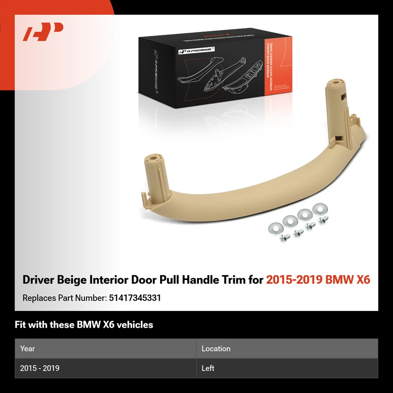 Driver Beige Interior Door Pull Handle Trim for 2015-2019 BMW X6