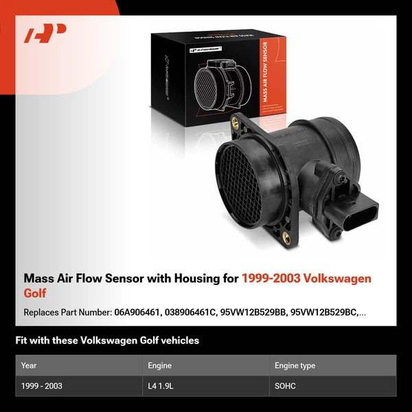 Mass Air Flow Sensor with Housing for 1999-2003 Volkswagen Golf