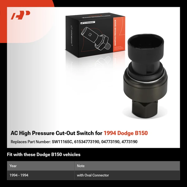 AC High Pressure Cut-Out Switch for 1994 Dodge B150