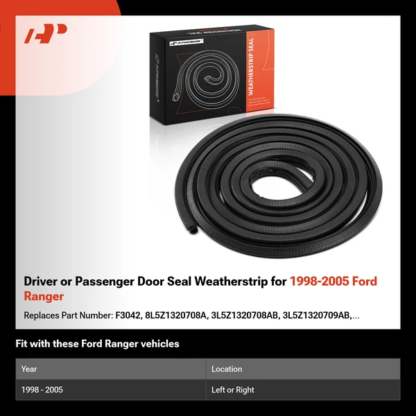 Driver or Passenger Door Seal Weatherstrip for 1998-2005 Ford Ranger