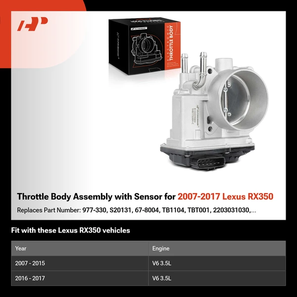 Throttle Body Assembly with Sensor for 2007-2017 Lexus RX350