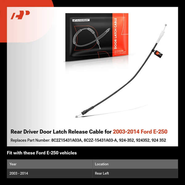 Rear Driver Door Latch Release Cable for 2003-2014 Ford E-250